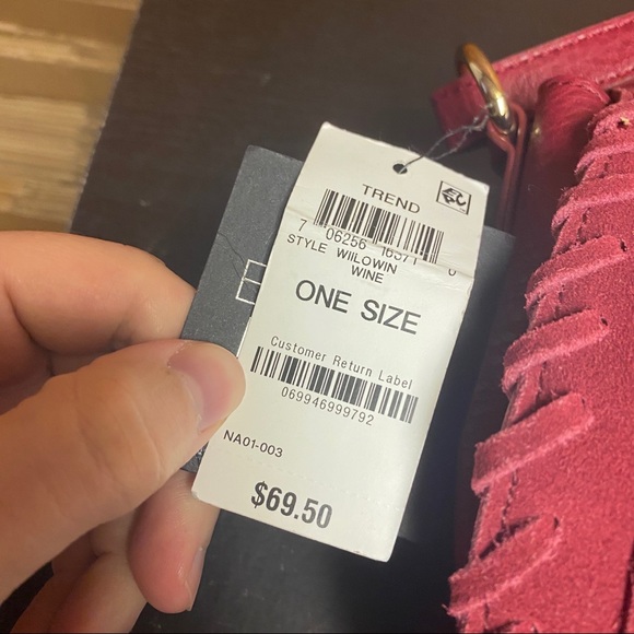 INC Willow Saddle Tassel Bag Wine - Picture 8 of 8